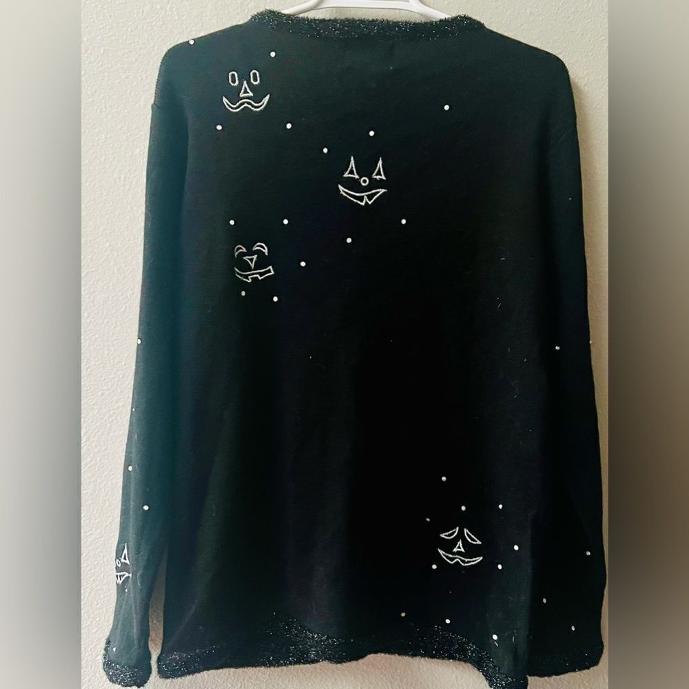QUACKER FACTORY MIDNIGHT JACK-O-LANTERN FACES SNAP UP CARDIGAN WOMENS SIZE S - Picture 6 of 7